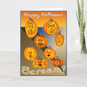 Happy Halloween Scream! Pumpkins Screaming Card