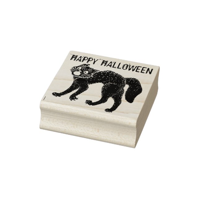 Happy Halloween screaming black cat Rubber Stamp (Stamp)