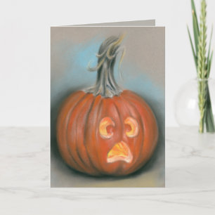 Happy Halloween Screaming Jack O Lantern Pumpkin Card