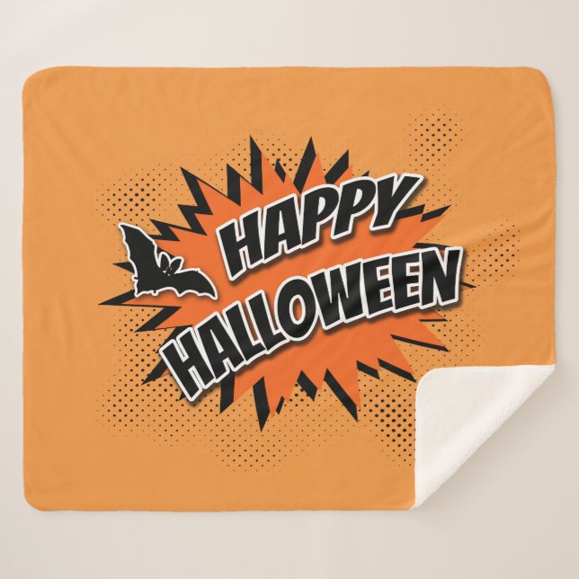 Happy Halloween Sherpa Blanket (Front (Horizontal))