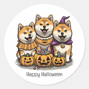 Happy Halloween Shiba Inu Dogs Classic Round Sticker