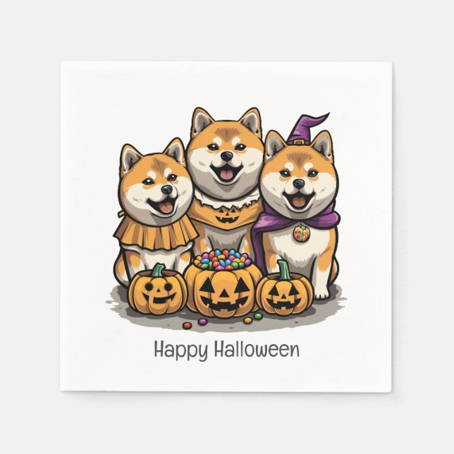 Happy Halloween Shiba Inu Dogs Napkin (Front)