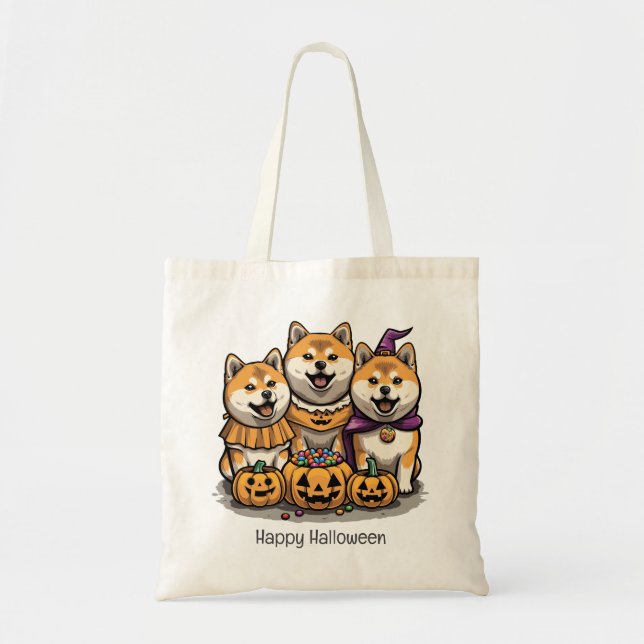 Happy Halloween Shiba Inu Dogs Tote Bag (Front)