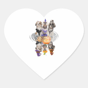 Happy Halloween Shih Tzu Dog Scary Pumpkin Gift Heart Sticker