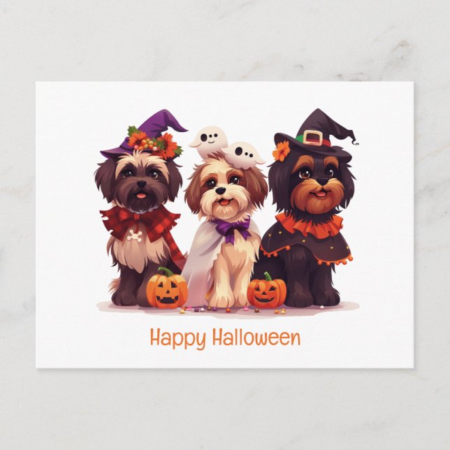 Happy Halloween Shih Tzu Dogs Postcard (Front)