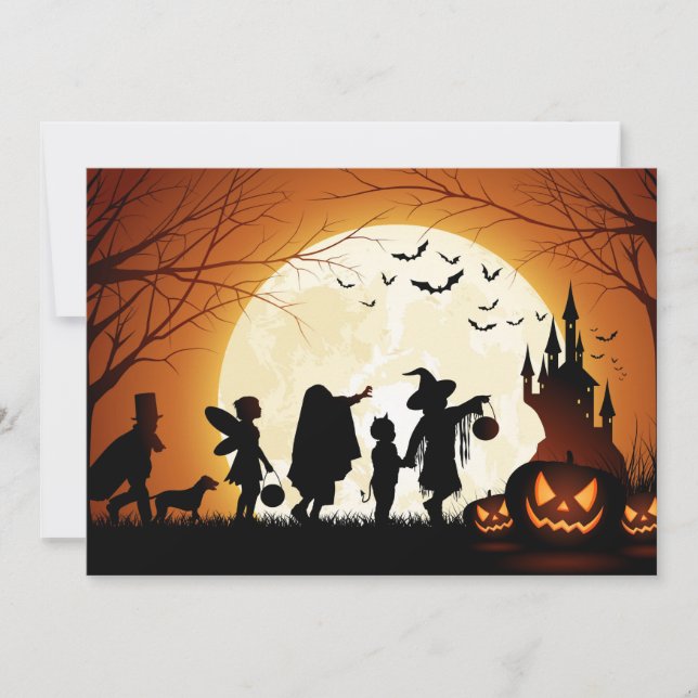 Happy Halloween Silhouette Children Card (Front)