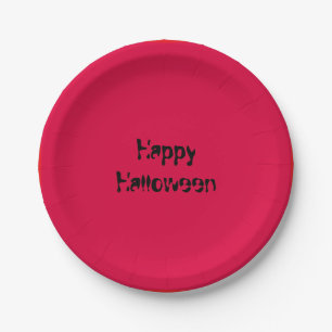 Happy Halloween Simple Niece Solid Red Paper Plate