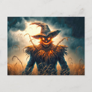 Happy Halloween Sinister Scarecrow Postcard