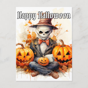 Happy Halloween Sinister Witch Doctor Illustration Postcard