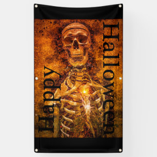 Happy Halloween Skeleton Art Outdoor Banner