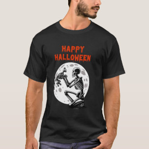 Happy Halloween Skeleton Cat Full Moon Cute T-Shirt