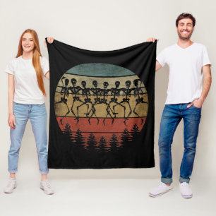 HAPPY HALLOWEEN SKELETON DANCE FLEECE BLANKET