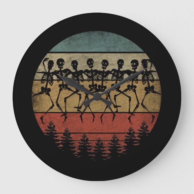 HAPPY HALLOWEEN SKELETON DANCE LARGE CLOCK (Front)