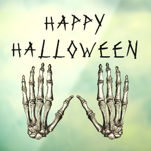 Happy Halloween Skeleton Hands Window Cling