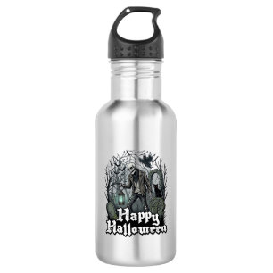 Happy Halloween Skeleton Lantern Black Cat Graveya 532 Ml Water Bottle
