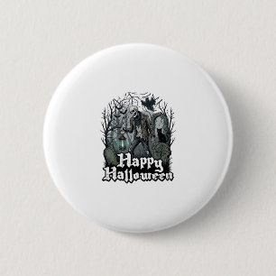 Happy Halloween Skeleton Lantern Black Cat Graveya 6 Cm Round Badge