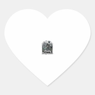 Happy Halloween Skeleton Lantern Black Cat Graveya Heart Sticker