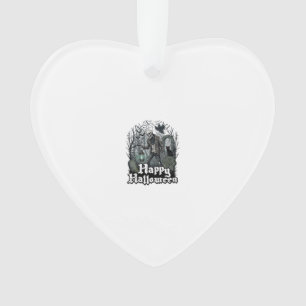 Happy Halloween Skeleton Lantern Black Cat Graveya Ornament