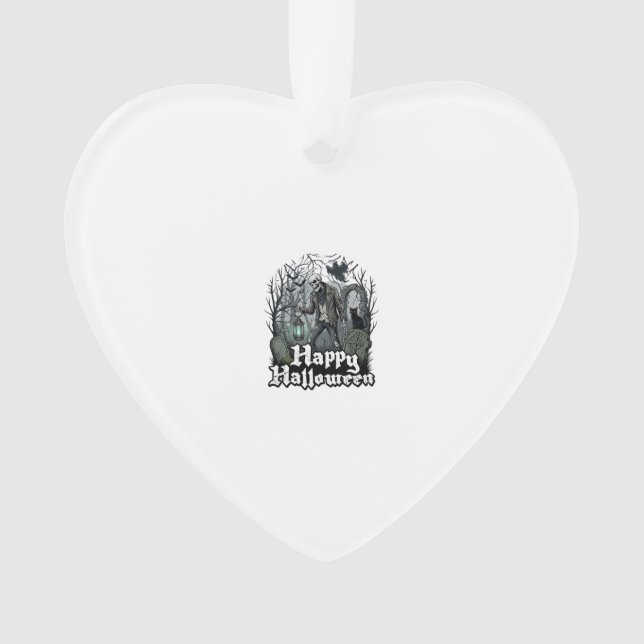 Happy Halloween Skeleton Lantern Black Cat Graveya Ornament (Front)