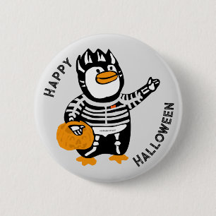 Happy Halloween Skeleton Penguin 6 Cm Round Badge