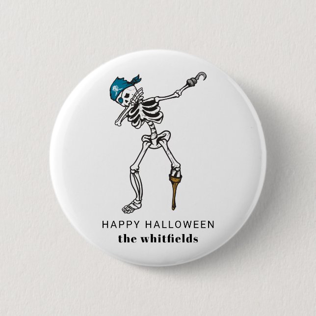 Happy Halloween Skeleton Pirate Dabbing Family 6 Cm Round Badge (Front)