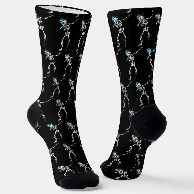 Happy Halloween Skeleton Pirate Dabbing Family Socks (Angled)
