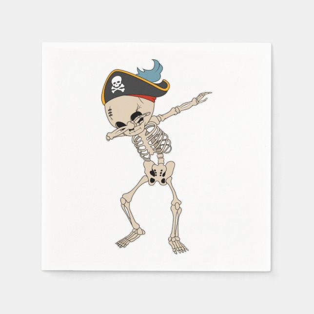Happy Halloween Skeleton Pirate Dancing Party Napkin (Front)