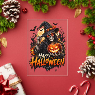 Happy Halloween Skeleton Pumpkin Gift for Men Acrylic Invitations