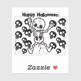 Happy Halloween Skeleton Sticker – Cute Spooky 