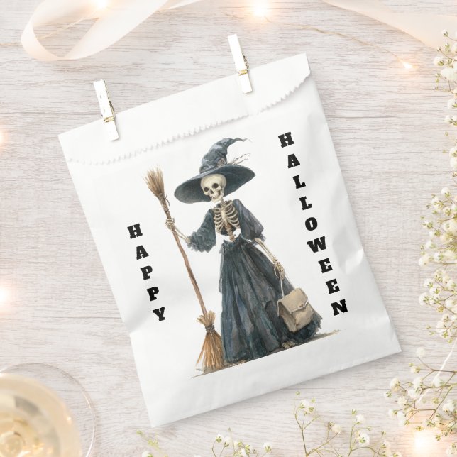 Happy Halloween | Skeleton Witch Candy Favour Bags (Clipped)