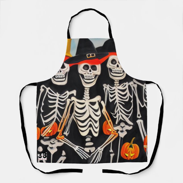 Happy Halloween Skeletons Apron (Front)