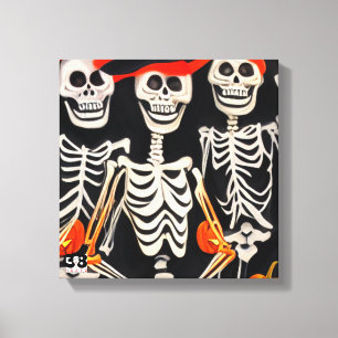 Happy Halloween Skeletons Canvas Print