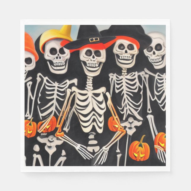 Happy Halloween Skeletons Napkin (Front)