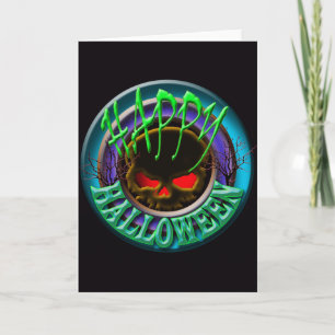 Happy Halloween Skull blue card (inside blank)