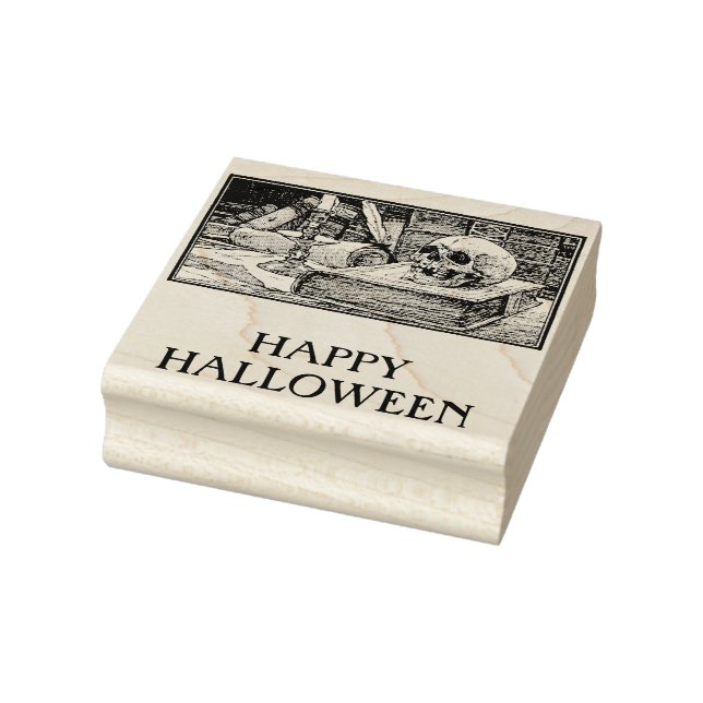 Happy Halloween skull books  rubber stamp (Stamp)