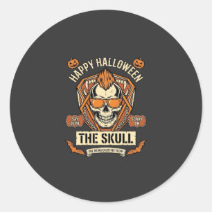 Happy Halloween Skull Mohawk Sunglasses Pumpkins B Classic Round Sticker