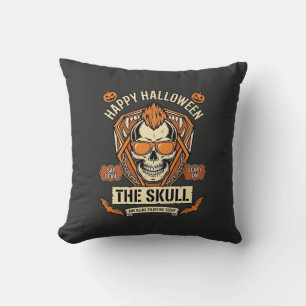 Happy Halloween Skull Mohawk Sunglasses Pumpkins B Cushion