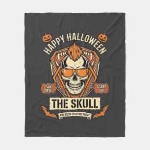 Happy Halloween Skull Mohawk Sunglasses Pumpkins B Fleece Blanket