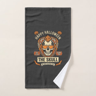 Happy Halloween Skull Mohawk Sunglasses Pumpkins B Hand Towel