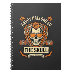 Happy Halloween Skull Mohawk Sunglasses Pumpkins B Notebook