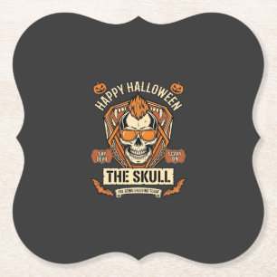 Happy Halloween Skull Mohawk Sunglasses Pumpkins B Paper Coaster