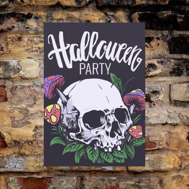 Happy Halloween | Skull & Mushrooms Postcard (Creator Uploaded)