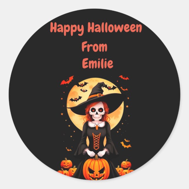 Happy Halloween skull scarecrow  Classic Round Sticker (Front)