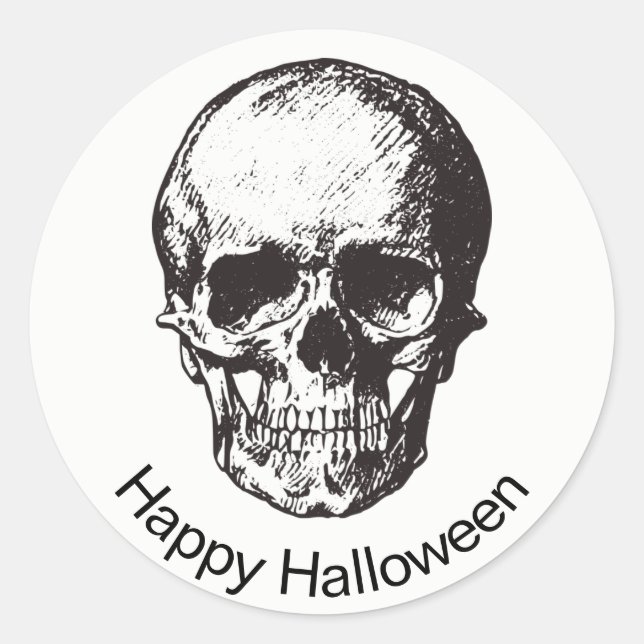Happy Halloween Skull Sticker (Front)