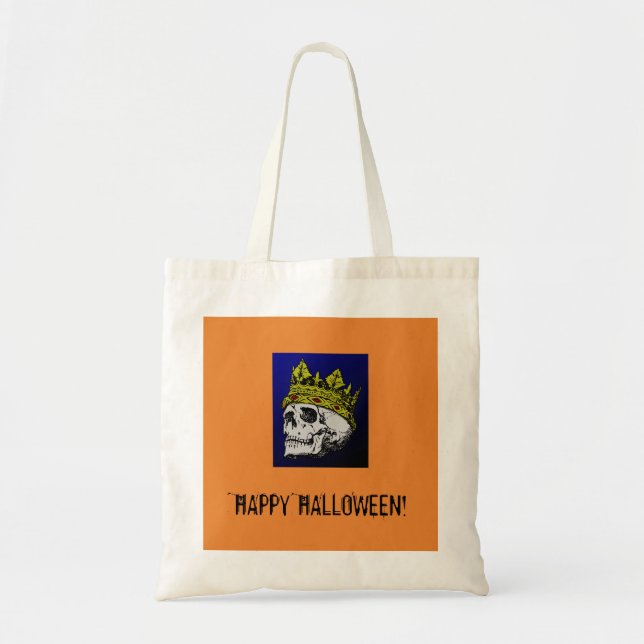 HAPPY HALLOWEEN SKULL TOTE BAG (Front)