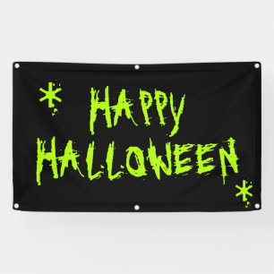 Happy Halloween slimy neon green and black scary Banner