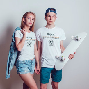 Happy Halloween Slogan Cobweb Funny T-Shirt