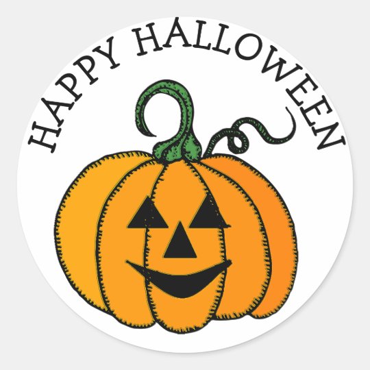 Happy Halloween Smiley Pumpkin Face Stickers