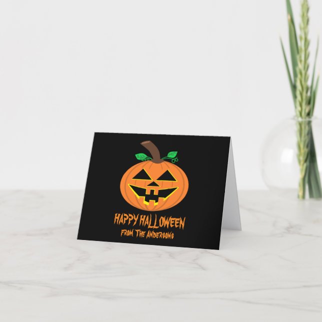 Happy Halloween Smiling Pumpkin Greeting Card (Front)