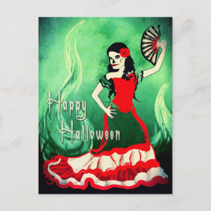 happy halloween spanish dancer postcard